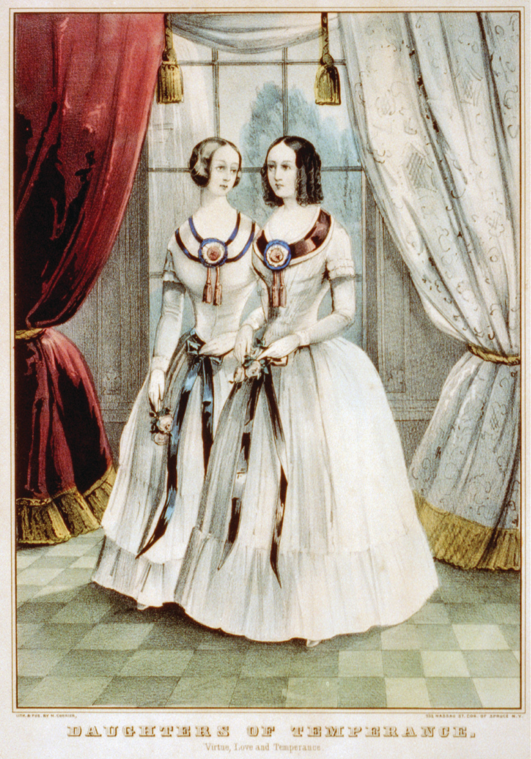 Daughter of temperance: Virtue, love and temperance, [New York] : N. Currier, [between 1835 and 1856] — antique lithograph