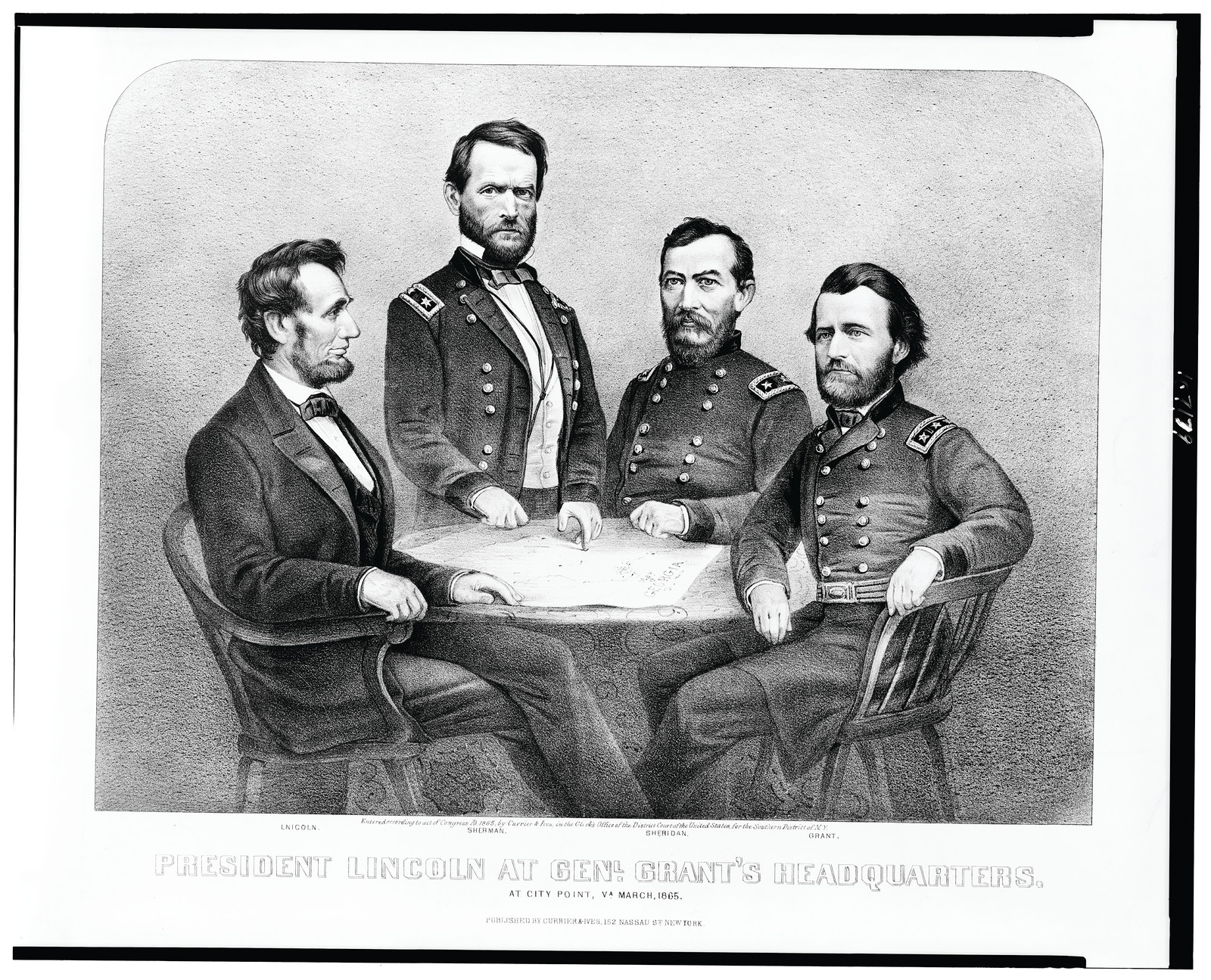 President Lincoln at Gen. Grant's Headquarters, City Point, Va., March 1865 — historic image