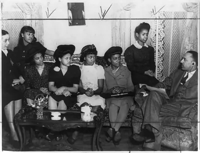 [Judge William Hastie with NAACP youth council members: L.N. Sedwick, Violet Beard, Katherine Burton, Minnie Harrison, Mary E. James, Lina Belle Laine, Mary Anna Woolfolk, Louisville, Ky.]