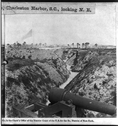 [Charleston Harbor defenses, 1865]: View from parapet of Fort Moultrie to N.E.