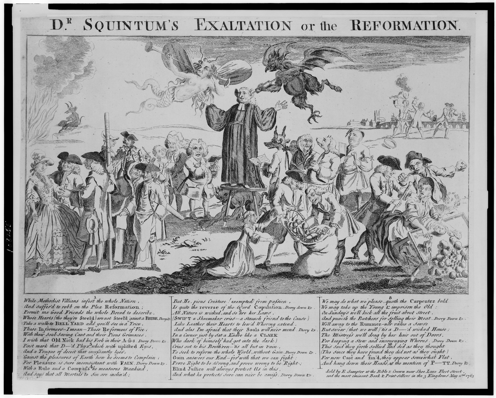 Dr. Squintum's exaltation or the reformation, [London] : 1763. — antique engraving