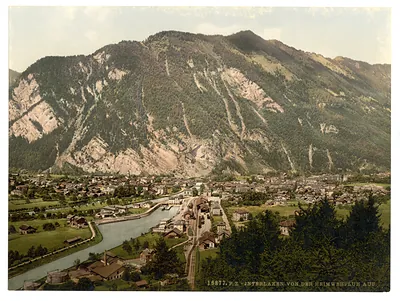 Interlaken from the Heimwehfluh towards the Harder Bernese Oberland Switzerland