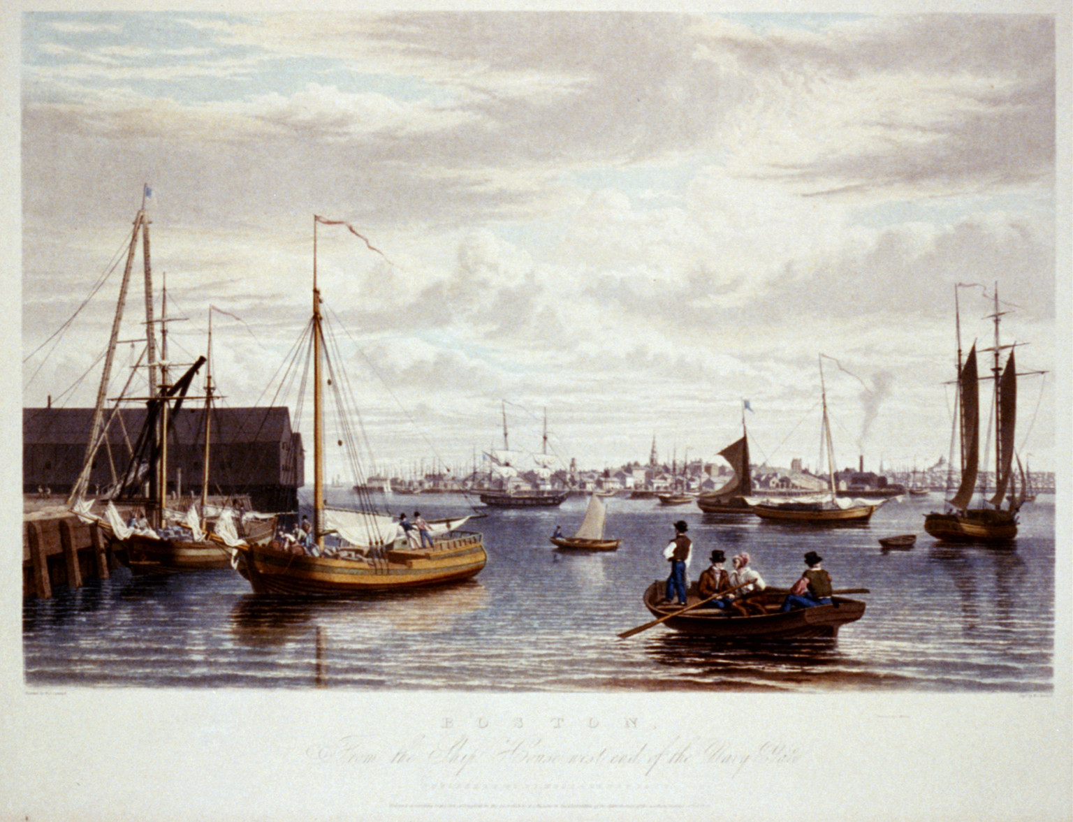 Boston, from the ship house, west end of the navy yard / painted by W.J. Bennett ; engd. by W.J. Bennett., New York : Published by H.I. Megarey, c1833 ( Printed by J. Neale) — historic print