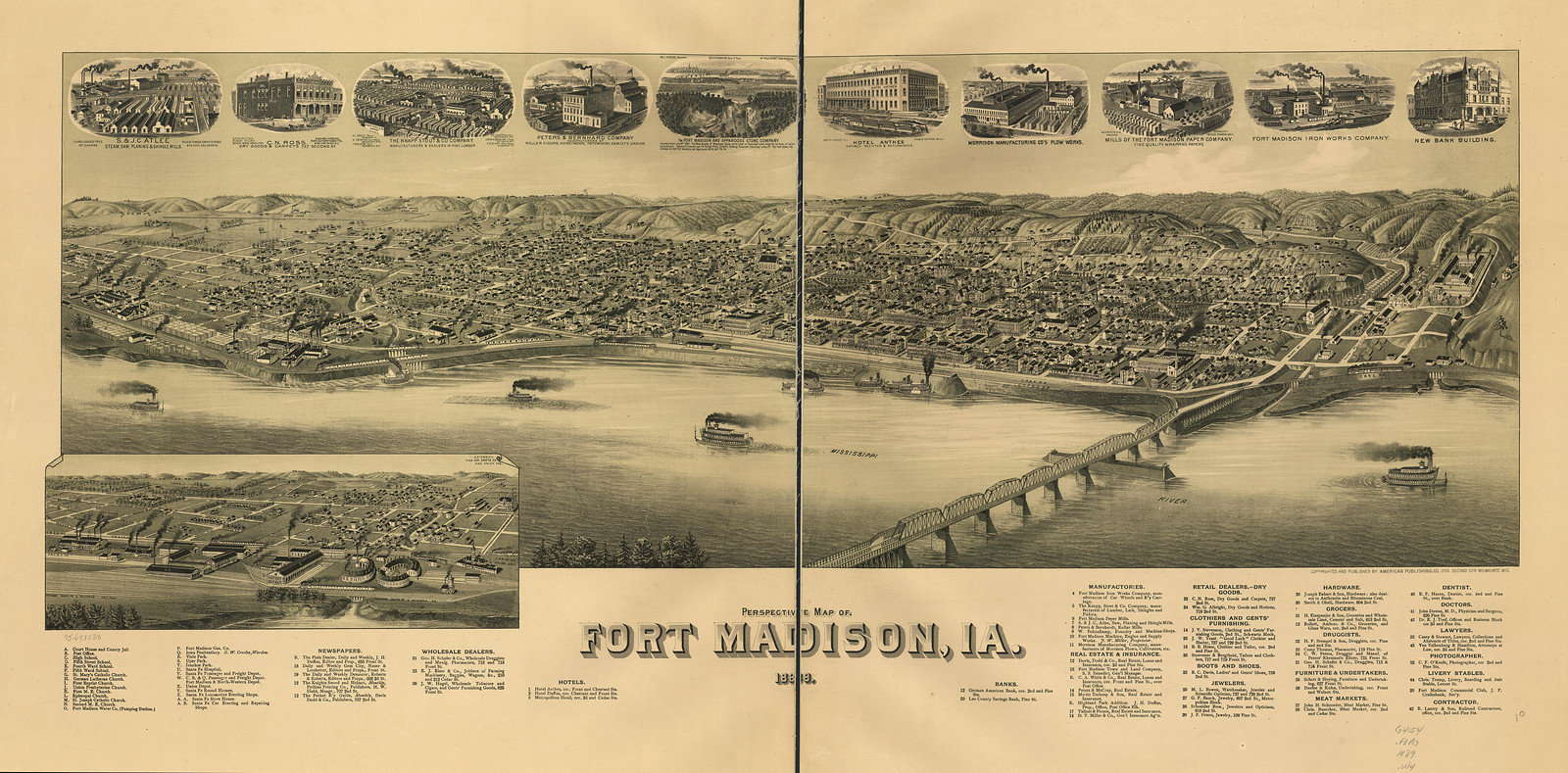 Fort Madison, Iowa, 1889, 1889 — antique map