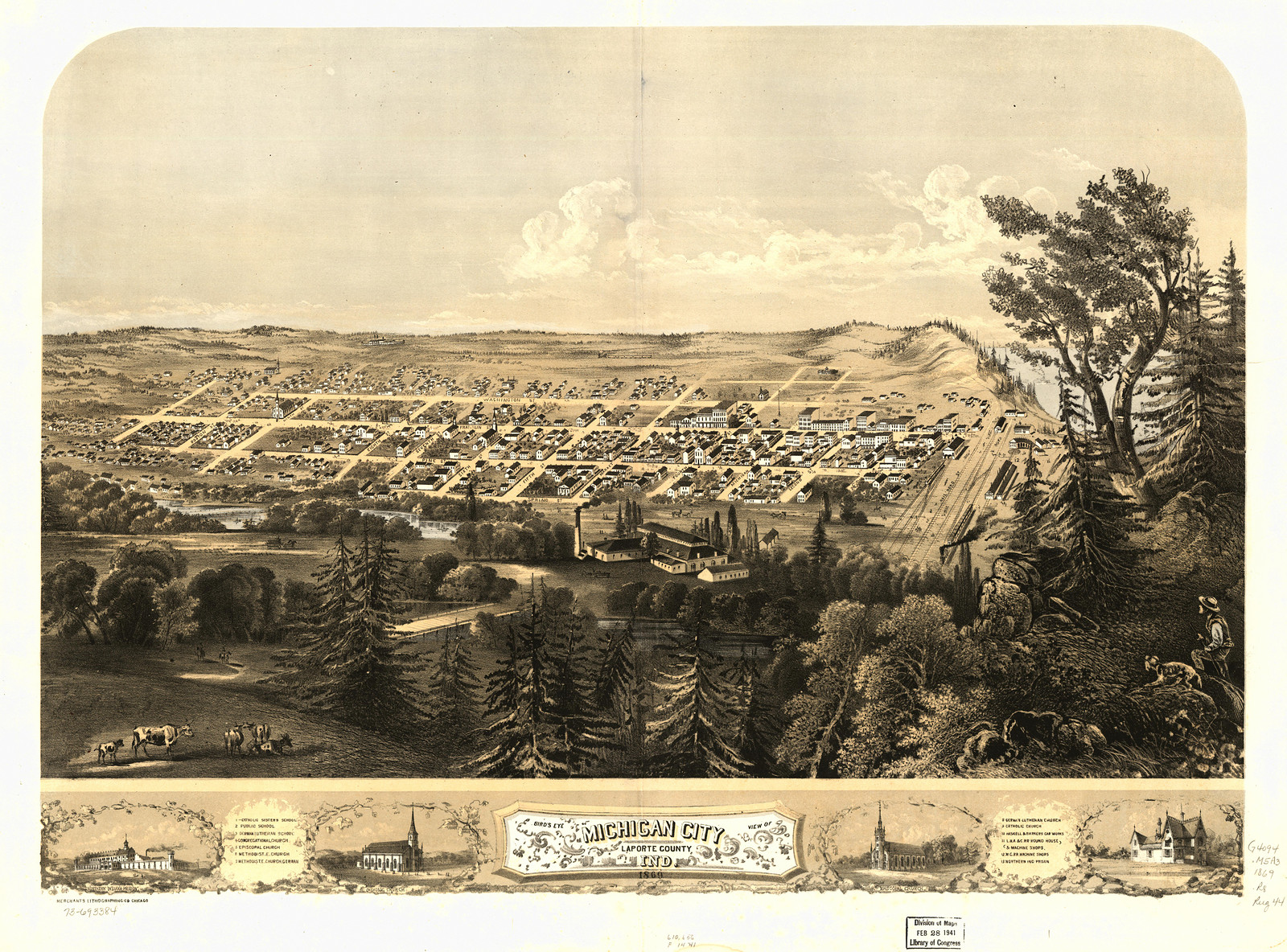 Michigan City 2, Indiana, 1869, 1869 — antique map