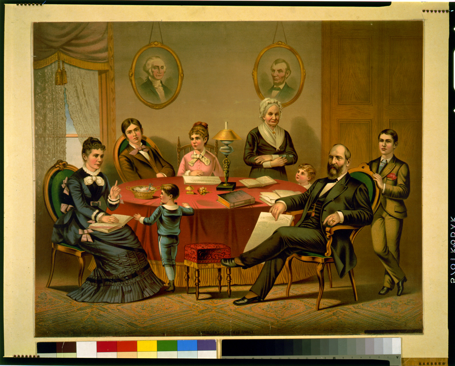 President Garfield family, c1881. — antique lithograph