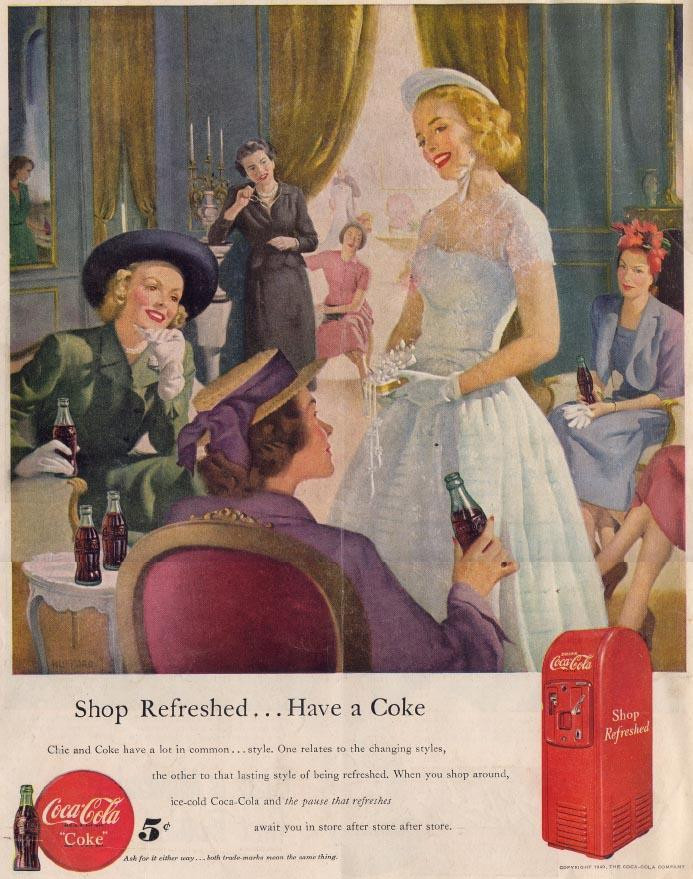 Coca-Cola advertisement: Shop Refreshed... Have a Coke — historic image
