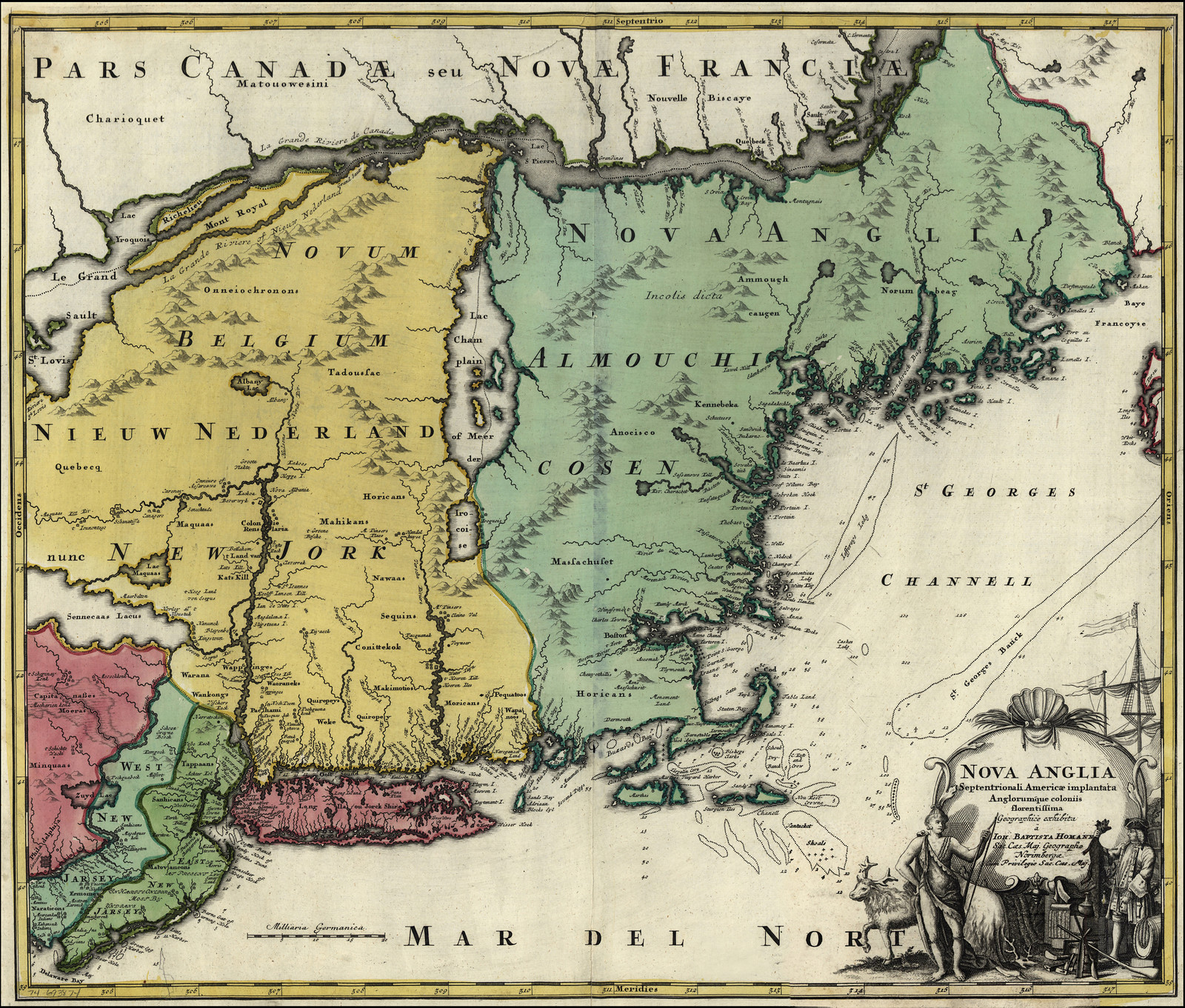 New England 1700 s — antique map
