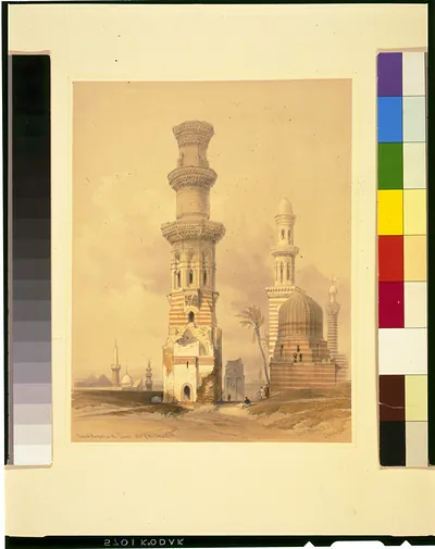 Ruined mosques in the desert, west of the citadel / David Roberts, R.A.
