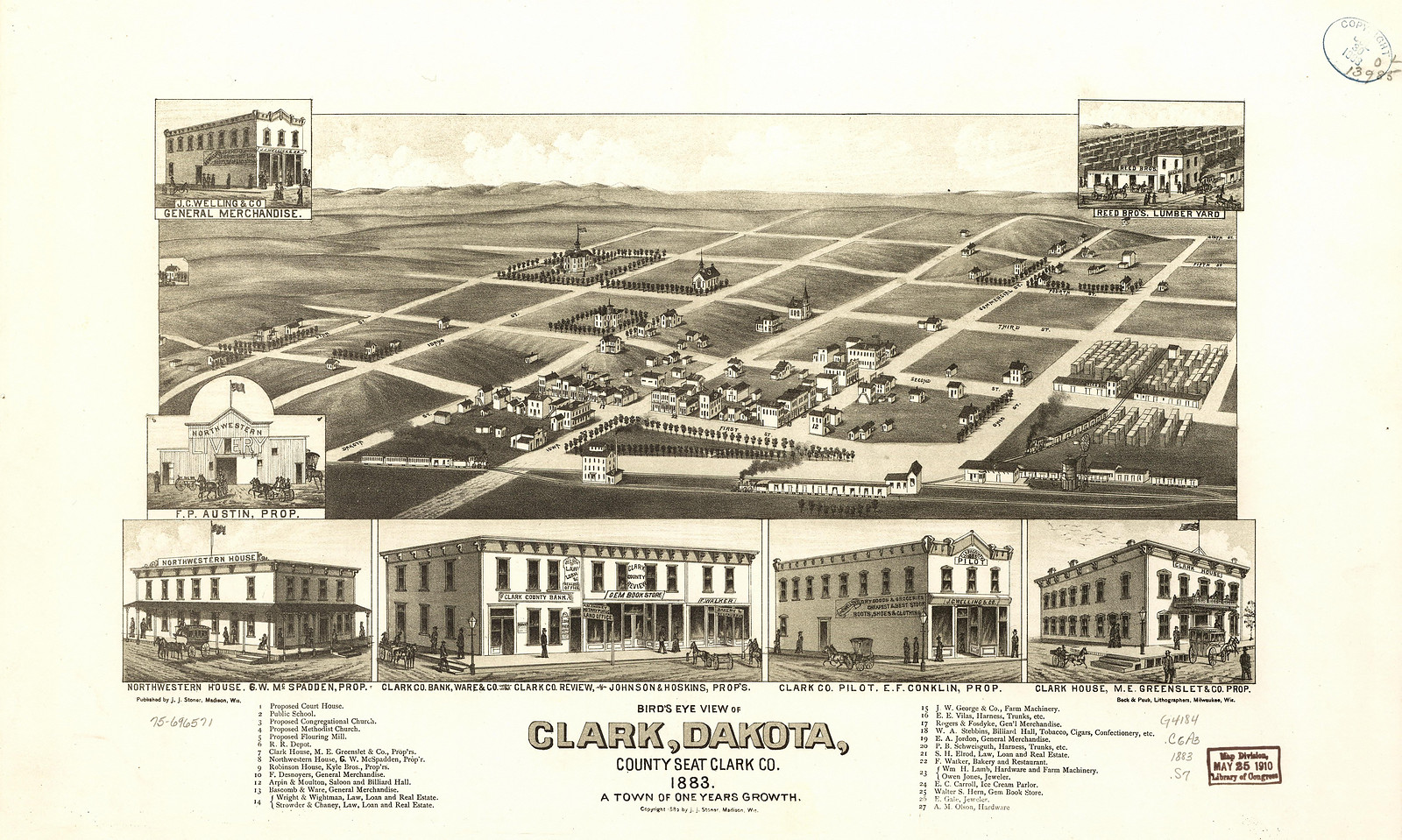Clark, Dakota Territory, 1882, 1882 — antique map