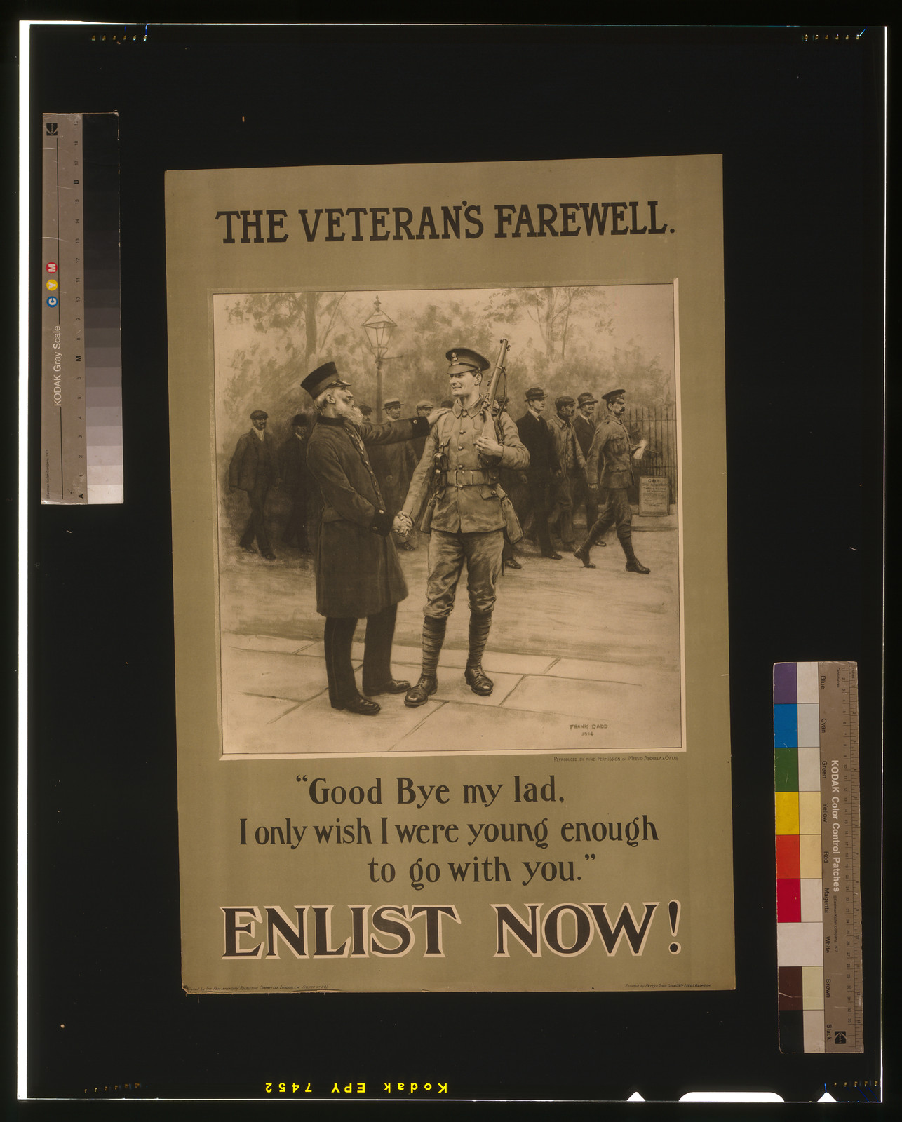 The veteran's farewell. Enlist now! / Frank Dadd 1914 ; Printed by Petty & Sons (Leeds) Ltd., Leeds & London., London : Parliamentary Recruiting Committee, [1914] — vintage poster