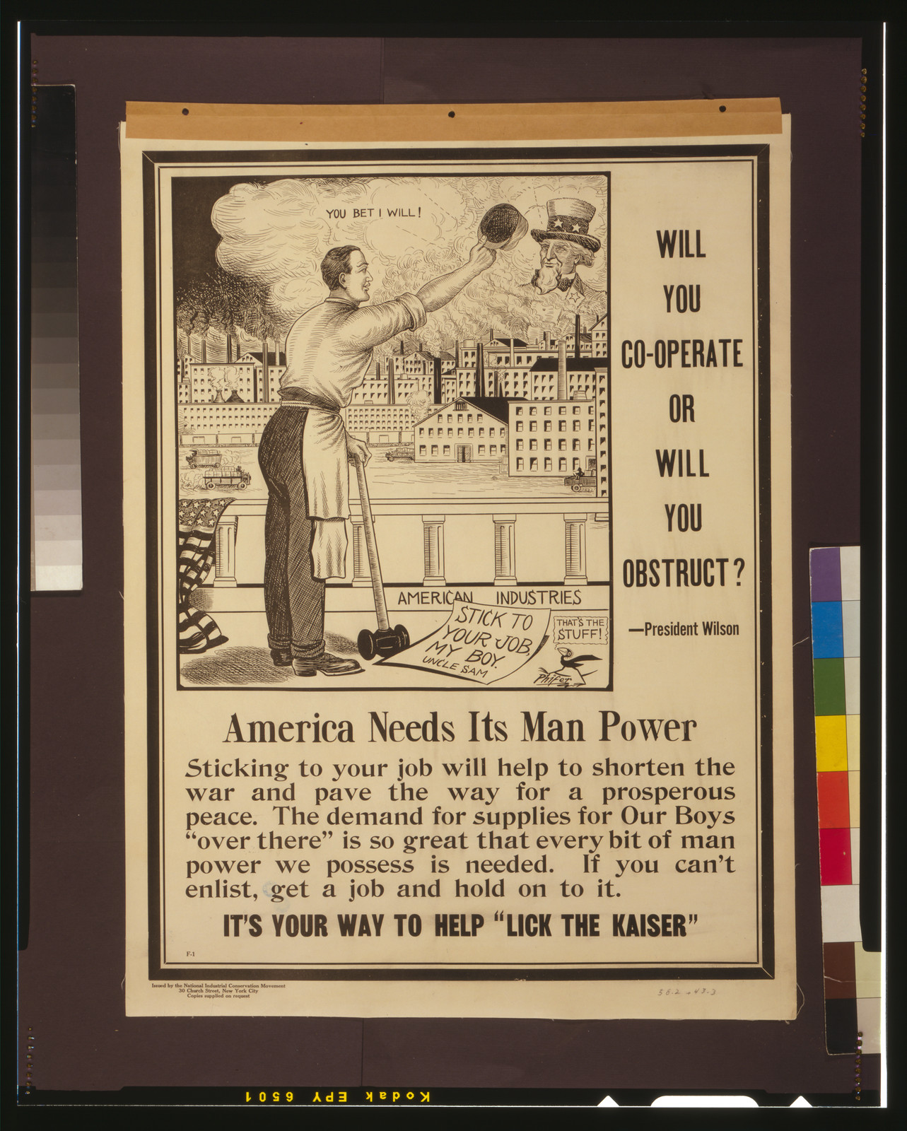 Will you co-operate or will you obstruct? - President Wilson / Phifer., [1917] — vintage poster