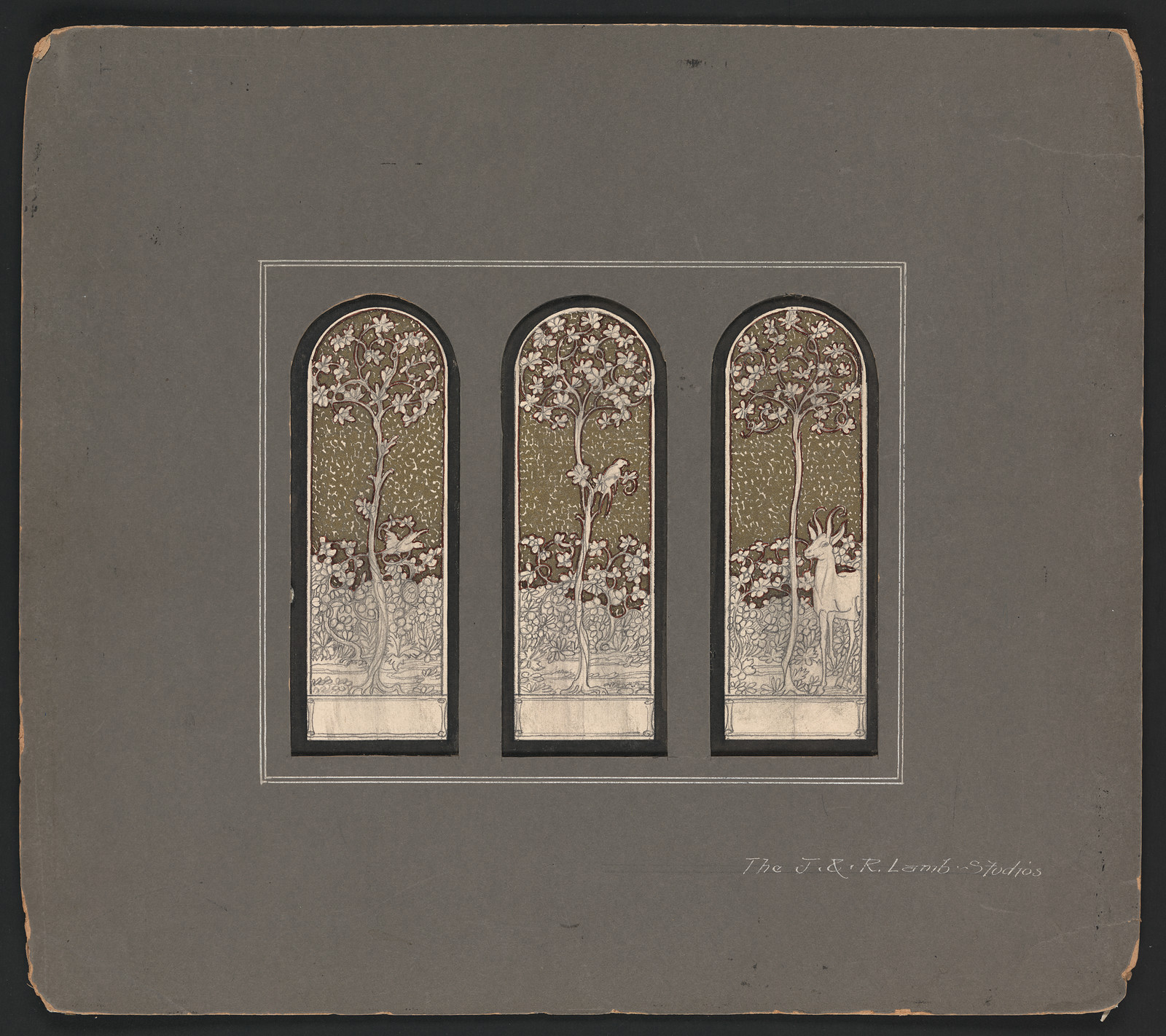 Designdrawingformuralwithslend — historic drawing
