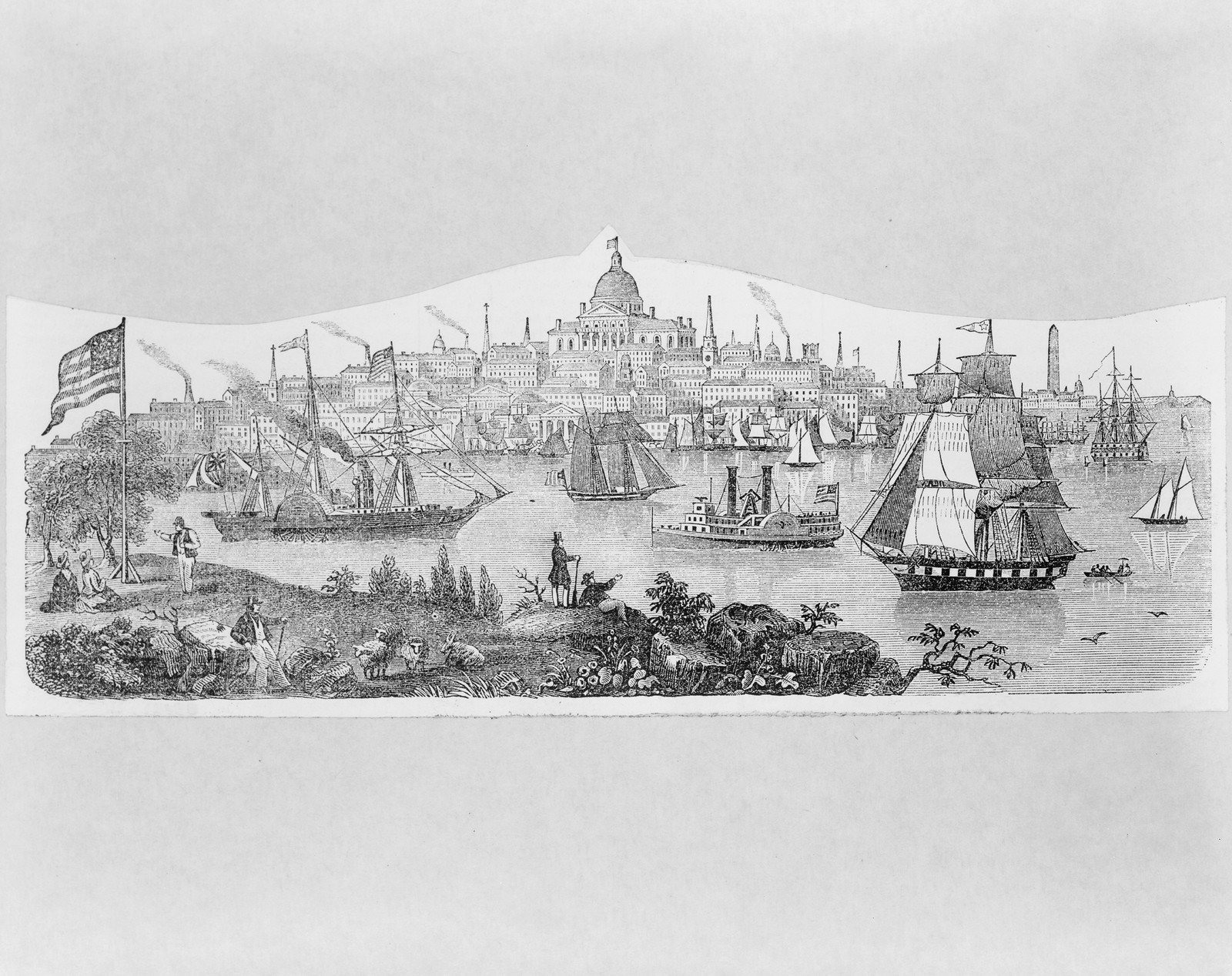 [View of Boston, Massachusetts, from water], [1854] — antique engraving