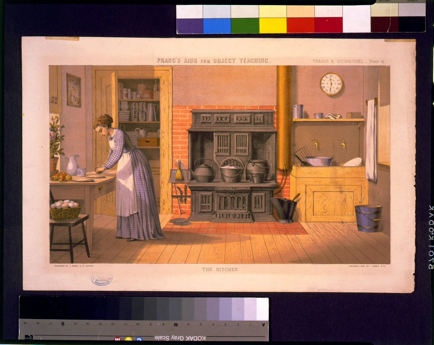 The Kitchen, Prang's Aids for Object Teaching, Trades & Occupations Plate 6 — historic image