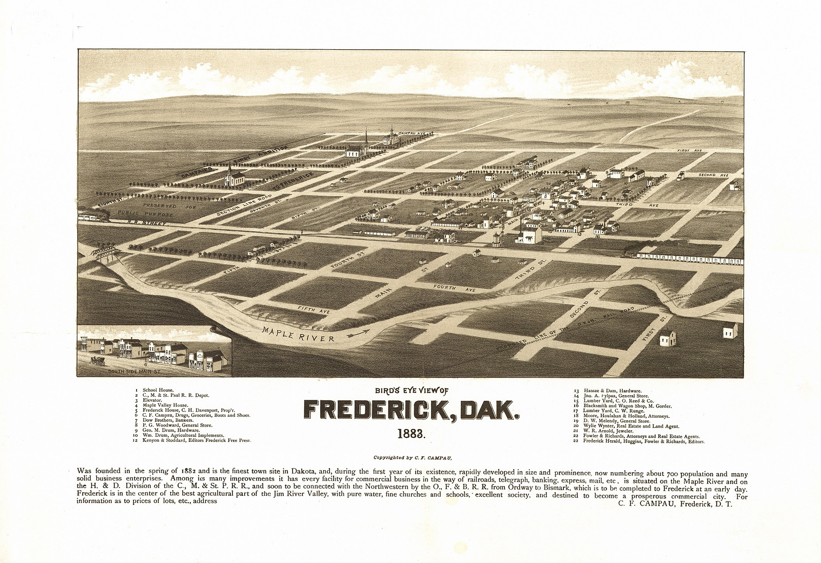 Frederick, Dakota Territory, 1883, 1883 — antique map