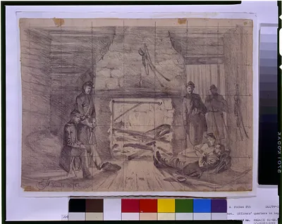 On picket--Officers' quarters in log house / EF.