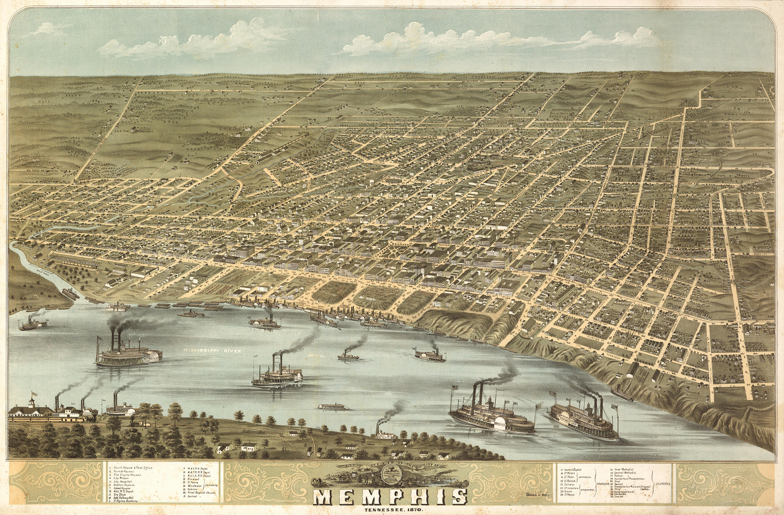 Memphis, Tennessee, 1870, 1870 — antique map