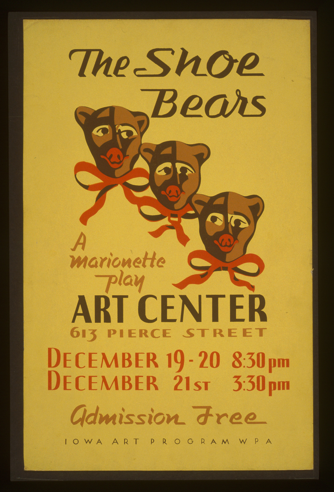 The shoe bears A marionette play., 1936 — vintage poster