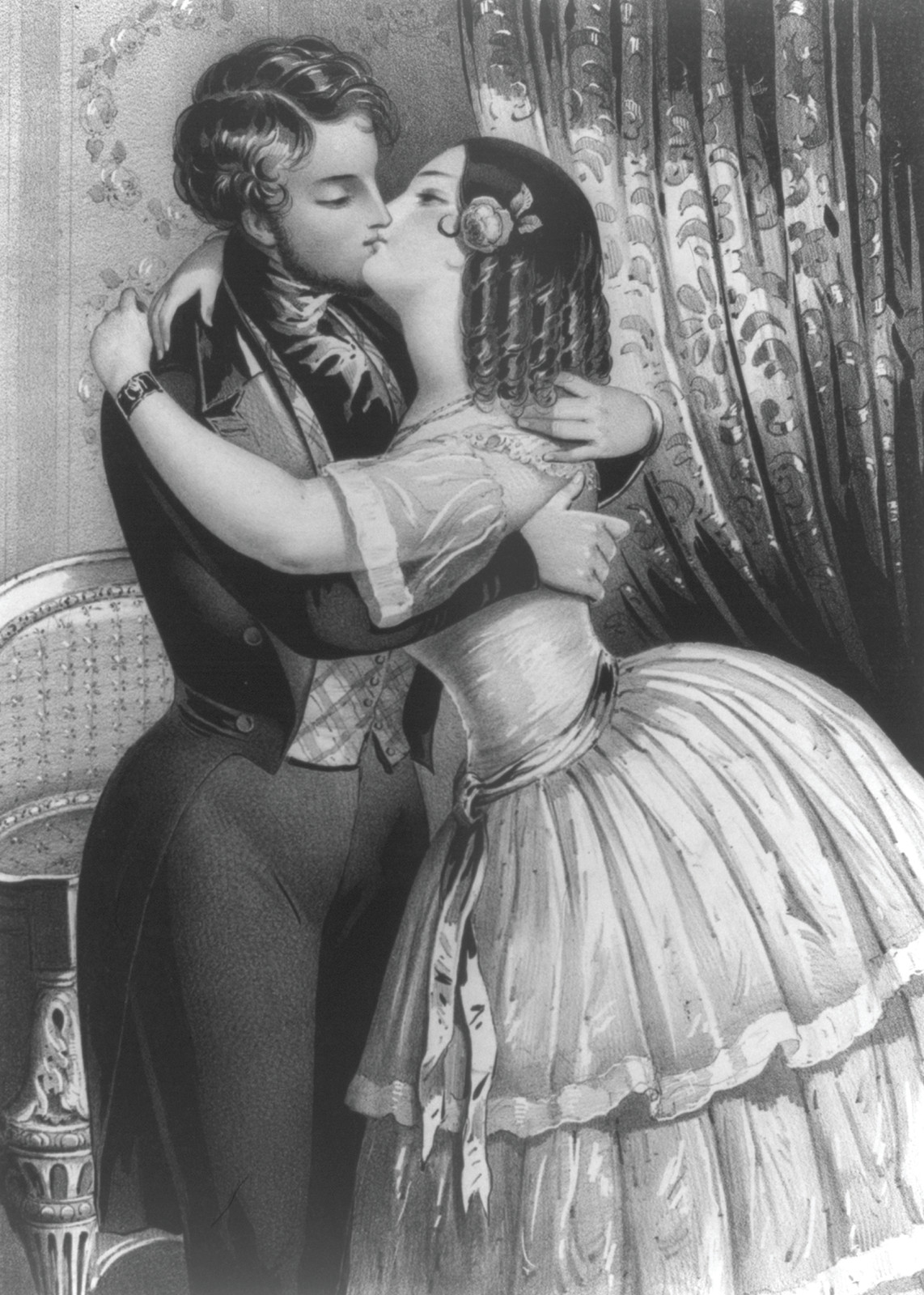 The Lovers Reconciliation, 1846 — antique lithograph