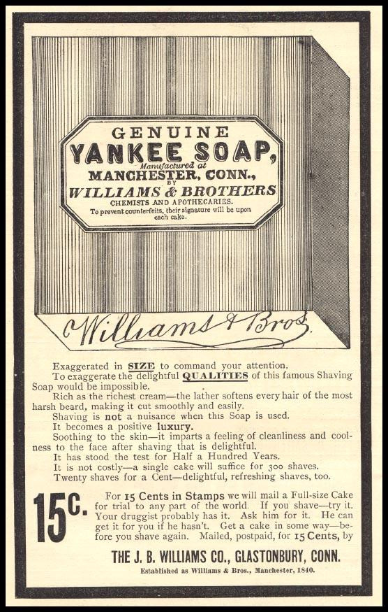Genuine Yankee Soap advertisement, Williams & Brothers, Manchester, Conn. — historic image