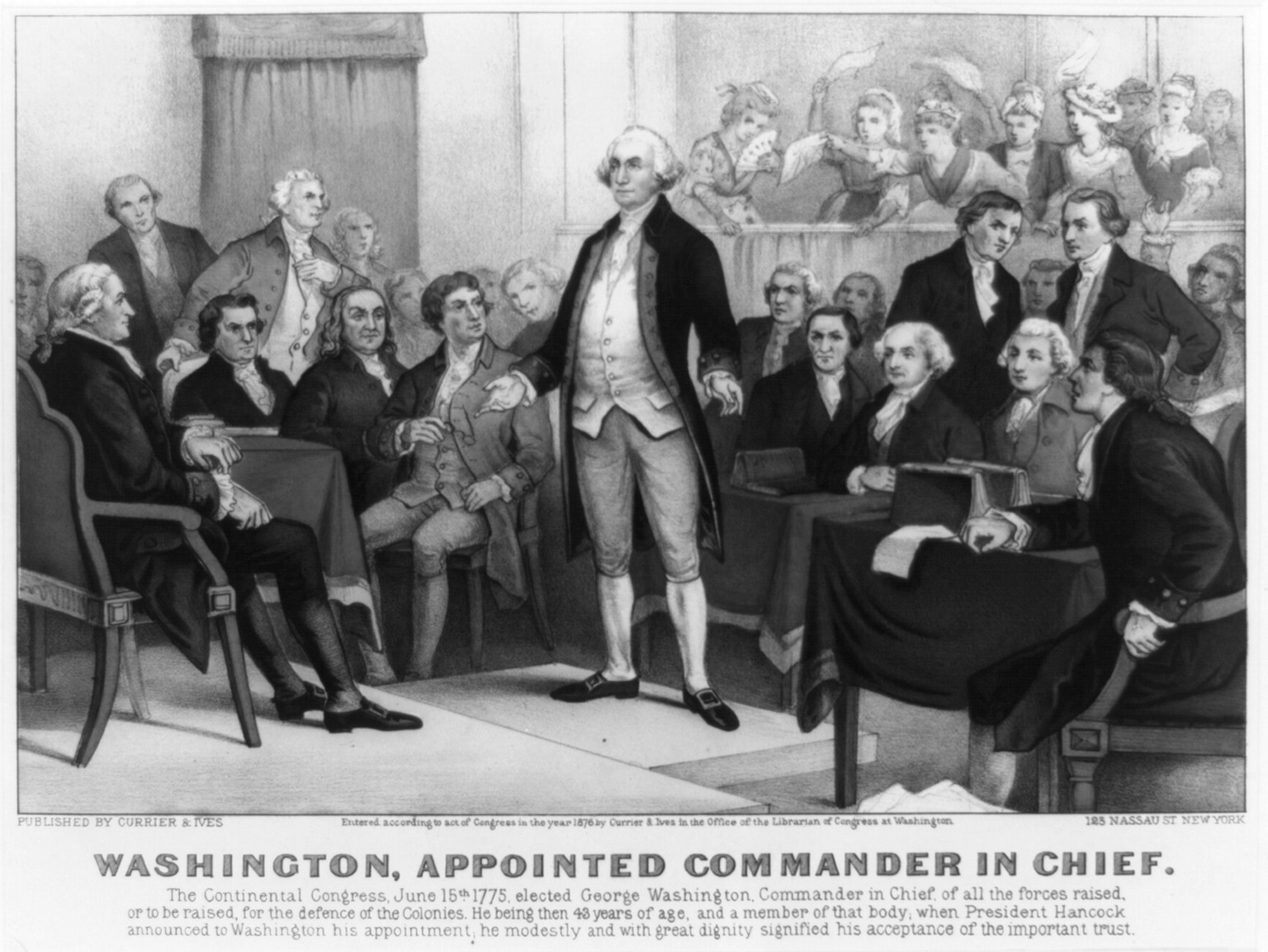 Washington, appointed Commander in Chief, New York : Published by Currier & Ives, c1876. — antique lithograph