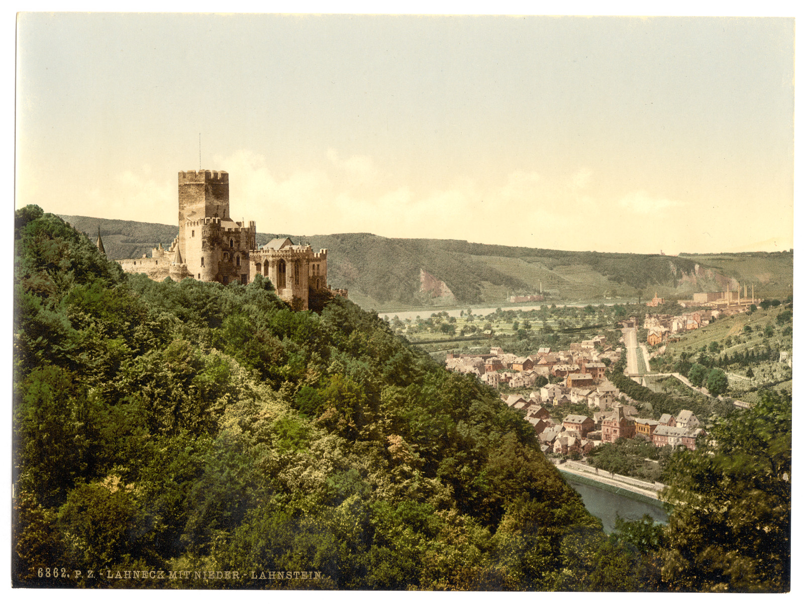 Lahneck and Nieder-Lahnstein Castle Hesse-Nassau Germany, [between ca. 1890 and ca. 1900]. — historic print