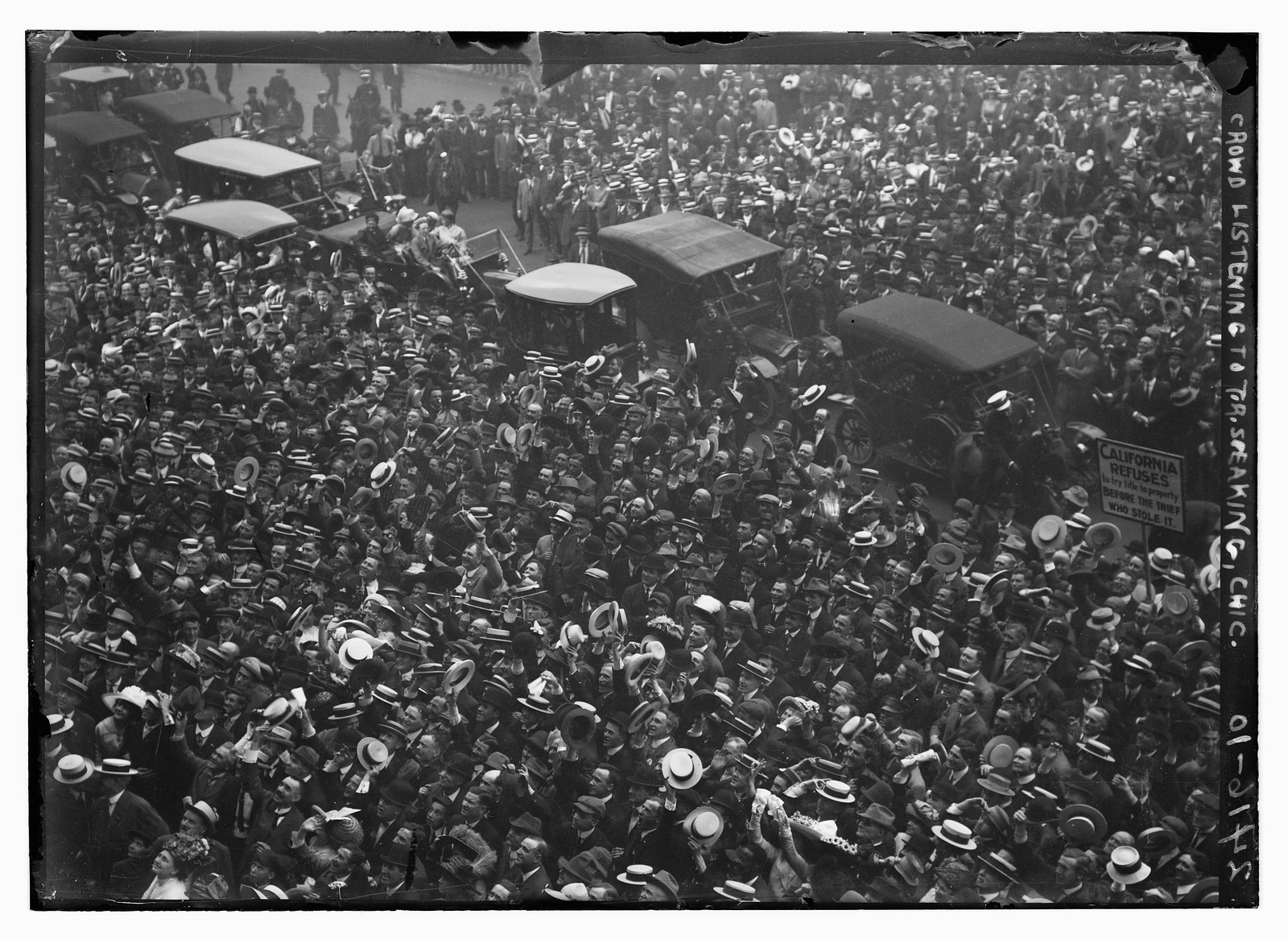 Crowd listening to T.R. speak, Chicago, n/a — historic photograph