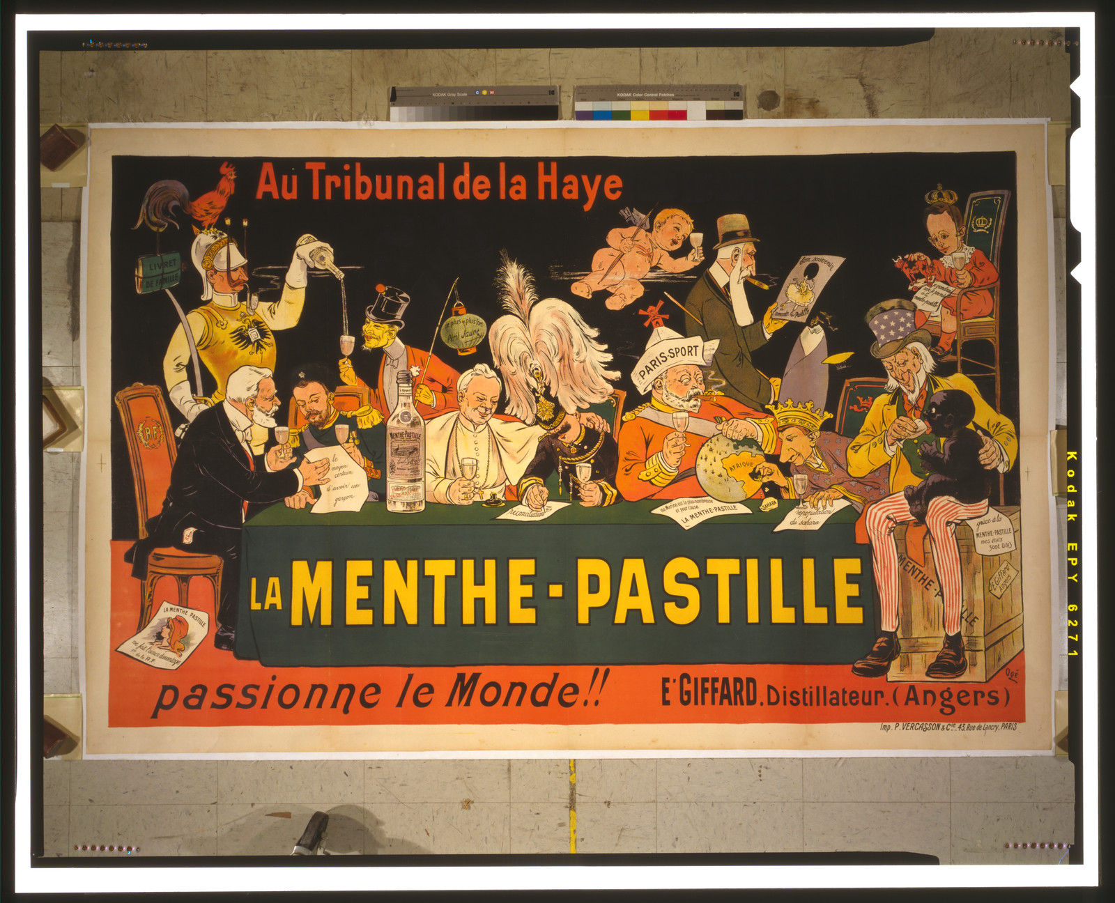 Au tribunal de la Haye, la menthe-pastille - passione le monde!! / Ogé., Paris : Imp. P. Vercasson & Cie., [1900] — vintage poster