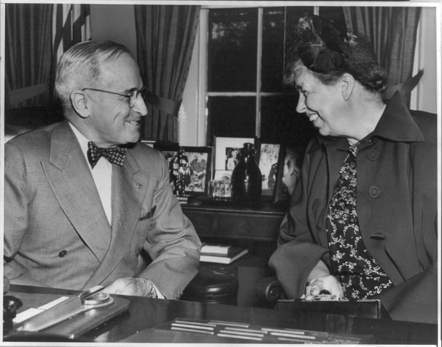 [Mrs. Eleanor Roosevelt reporting to Pres. Harry Truman on her recent five week trip to Geneva as a representative of the UN Human Rights Commission], 1951 May 29. — historic photograph