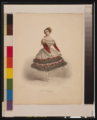 Mlle. Plunkett, dans la Mañola de la favorite / Alophe del. et lith. ; imp. Auguste Bry.