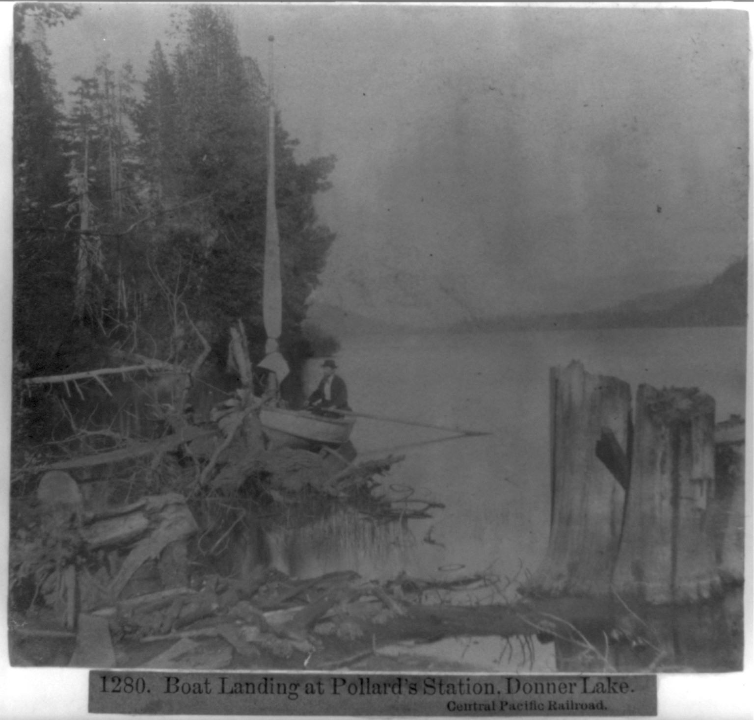 Boat Landing at Pollard's Station, Donner Lake - Central Pacific Railroad, [published 1866] — historic photograph