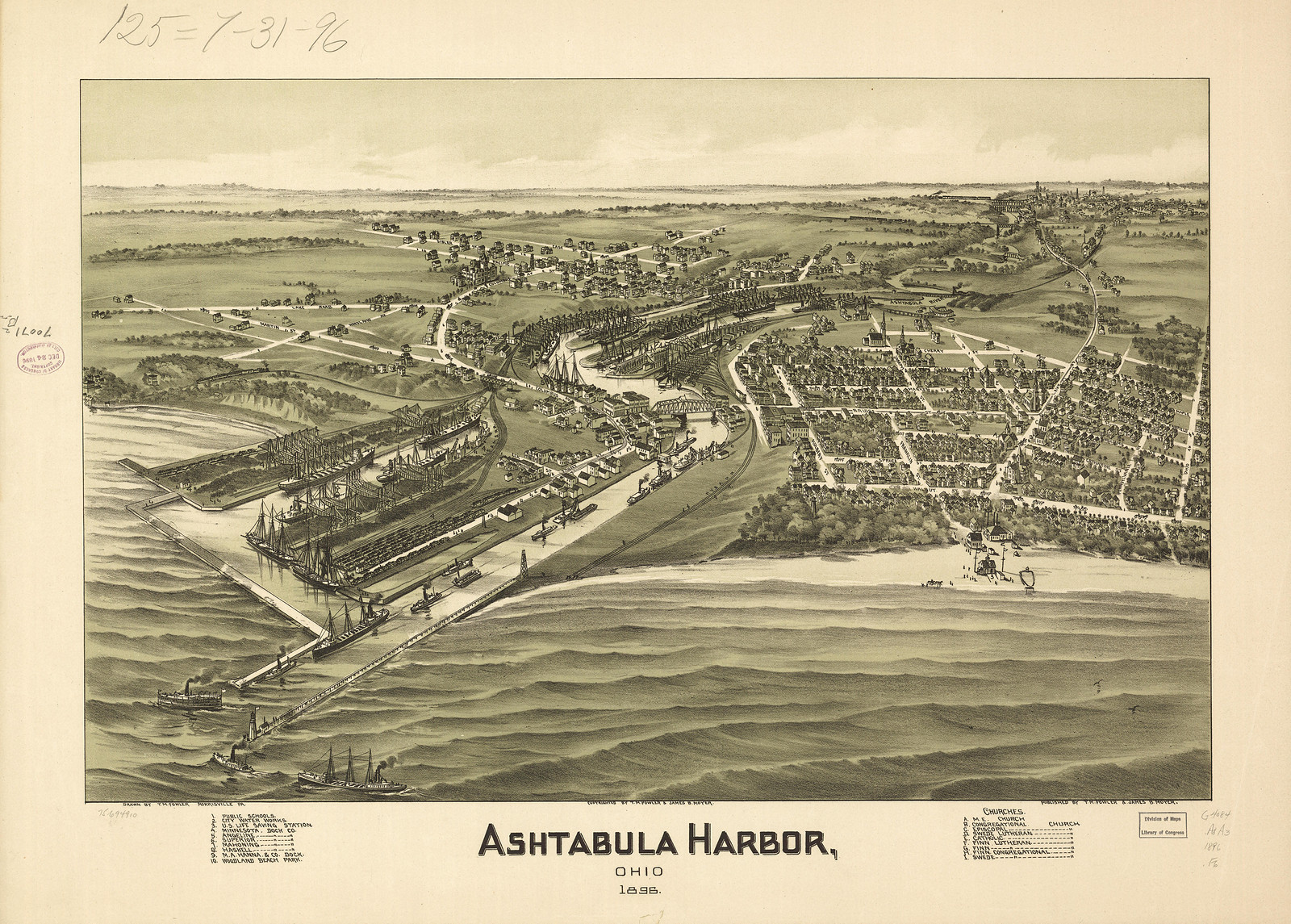 Ashtabula, Ohio, 1896, 1896 — antique map