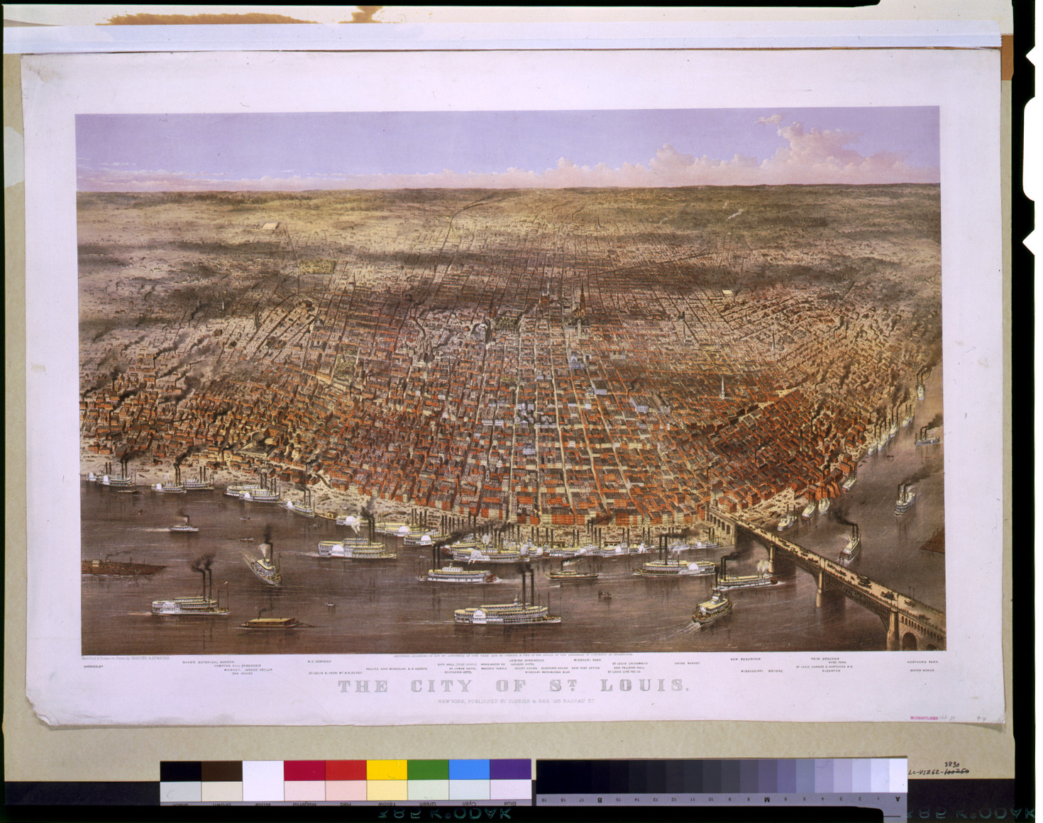 The city of St. Louis / sketched & drawn on stone by Parsons & Atwater., New York : Published by Currier & Ives, c1874. — antique lithograph