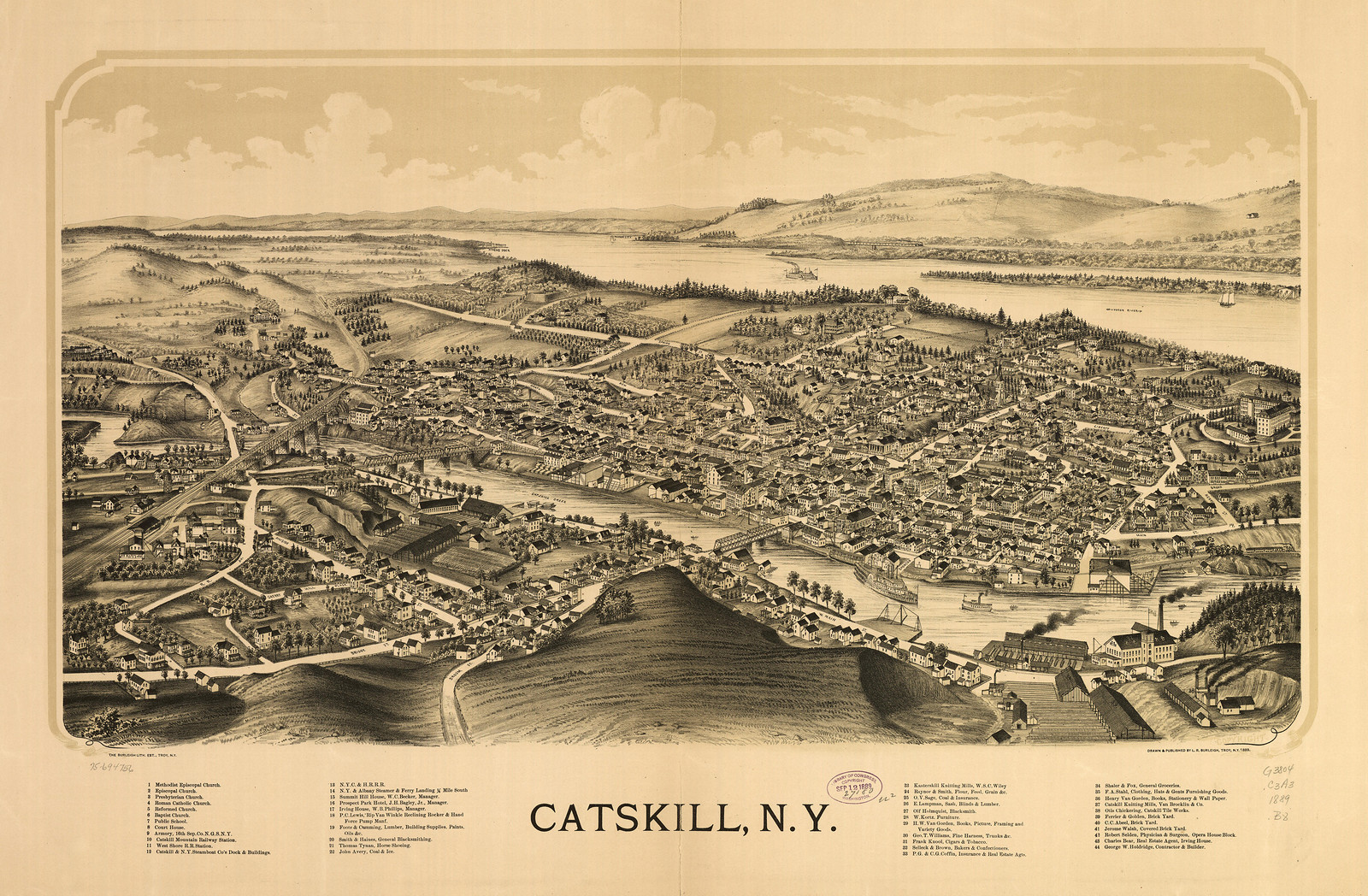 Catskill, New York, 1889, 1889 — antique map