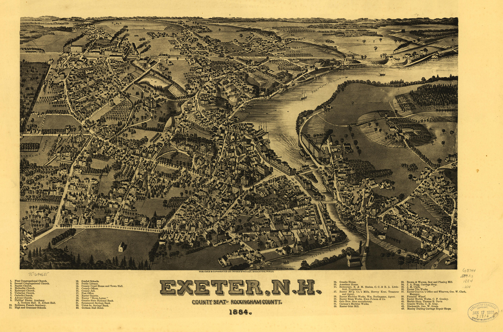 Exeter, New Hampshire, 1884, 1884 — antique map