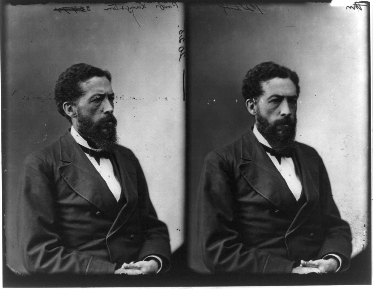 [2 half lgth., portraits of John Langston, (positions 7 and 6) facing right, and facing slightly right], [no date recorded on caption card] — historic photograph