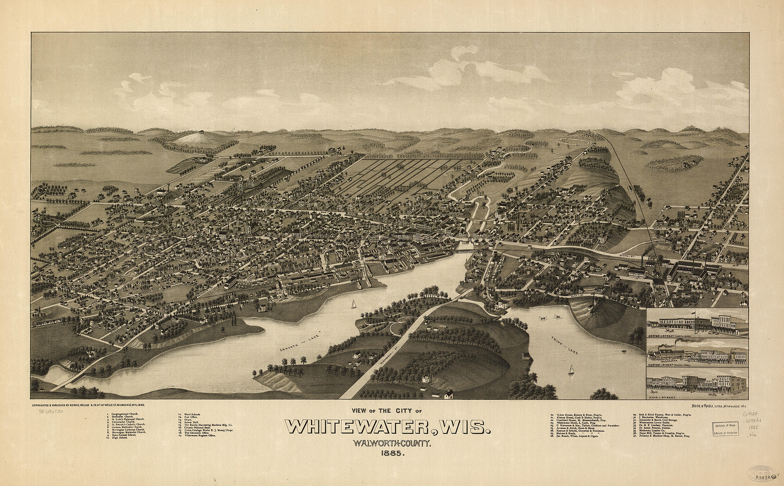 Whitewater, Wisconsin, 1885, 1885 — antique map