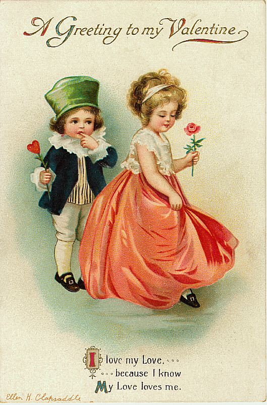 A Greeting to my Valentine with two children — historic image