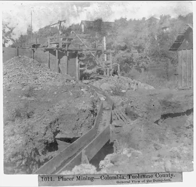 Placer Mining--Columbia, Tuolumne County, General View of the Dump-box