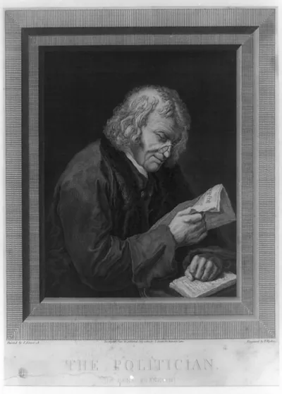 The politician. Dr. Benj. Franklin / painted by S. Elmer A. ; engraved by T. Ryder.