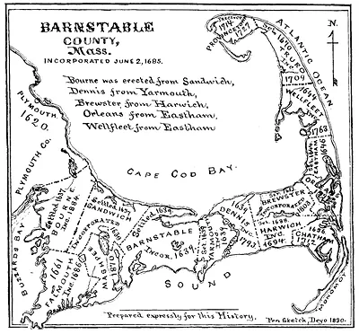 Barnstable County, Mass. historical map of Cape Cod