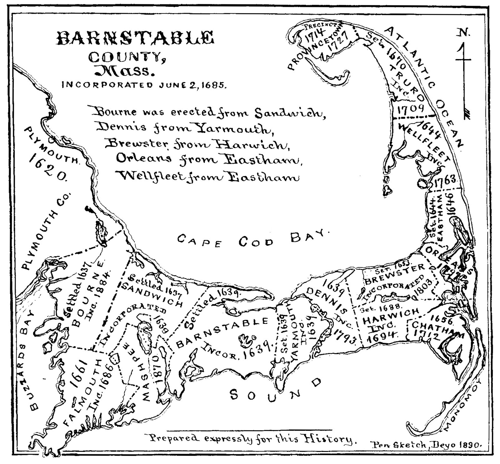 Cape Cod 1890, Simeon Deyo, Massachusetts — antique map
