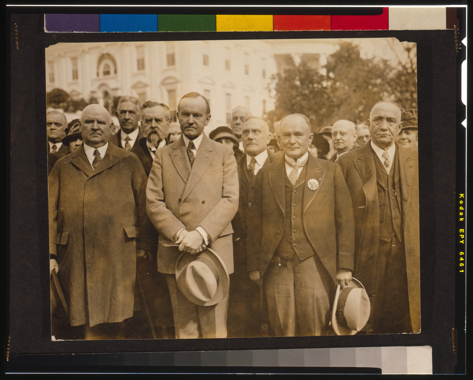 [President Coolidge with an international delegation from the Scottish Rite of Freemasonry, including John Henry Cowles, the Sovereign Grand Commander, to the President's right], [between 1923 and 1929] — historic photograph
