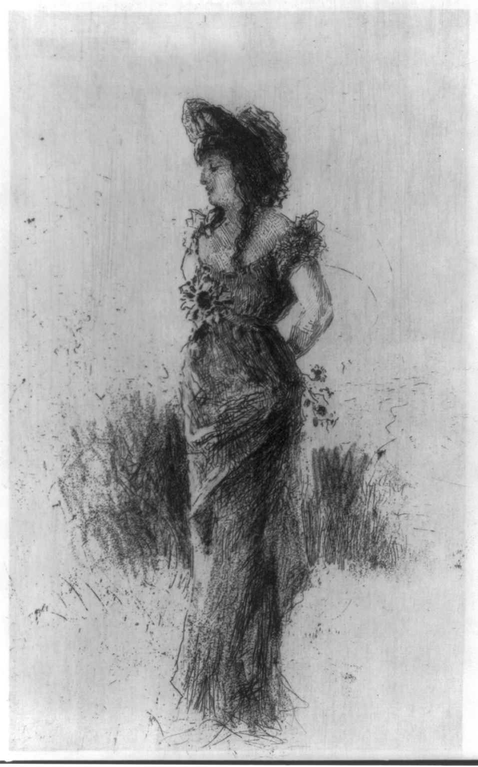 Full length portrait of a woman — historic print