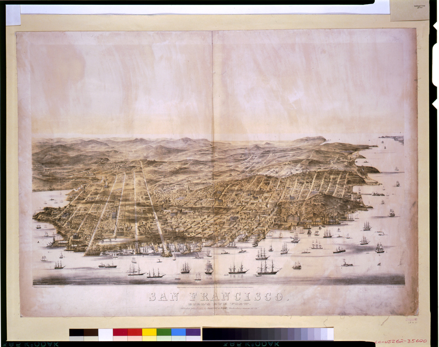 San Francisco. Bird's-eye view / drawn & lithographed by C.B. Gifford., S.F. : Published by Robinson & Snow, c1864 (S.F. : Printed by L. Nagel) — antique lithograph