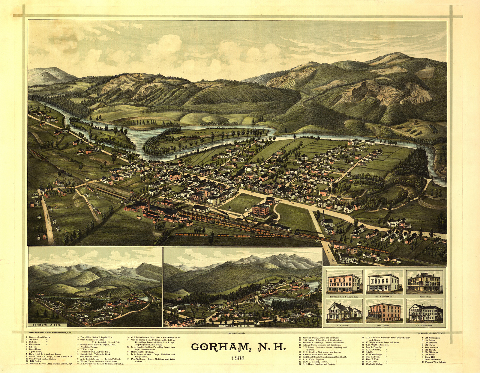Gorham, New Hampshire, 1888, 1888 — antique map
