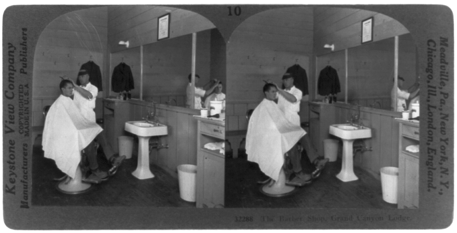 Grand Canyon Lodge: The barber shop, c1929 Jan. 31. — historic photograph