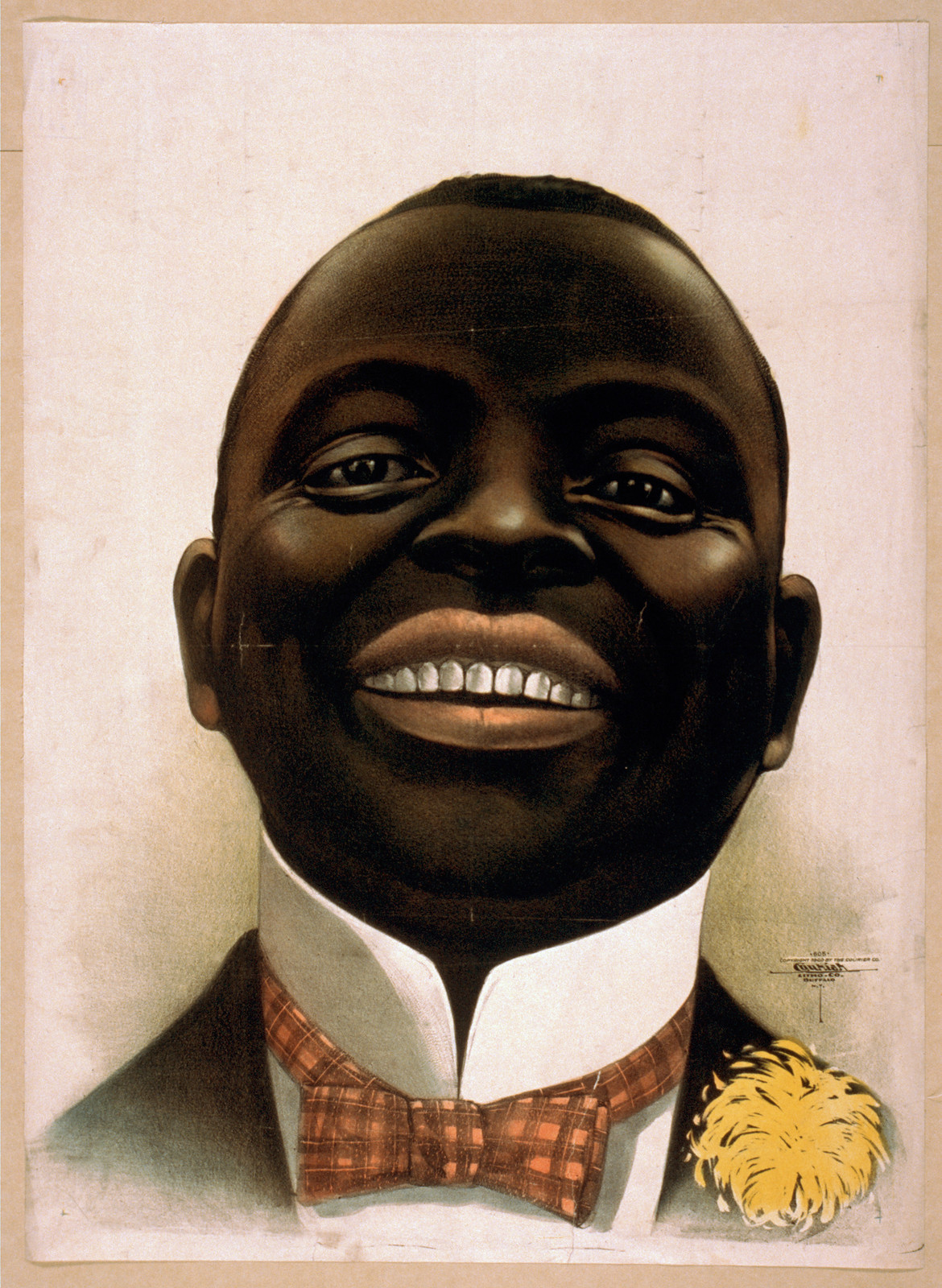 [Bust portrait of smiling African American facing front], 1900 — vintage poster