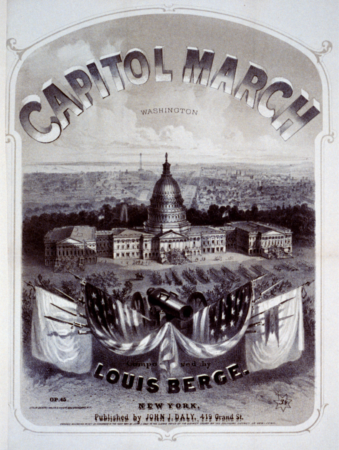 Capitol March composed by Louis Berge, c1861. — antique lithograph